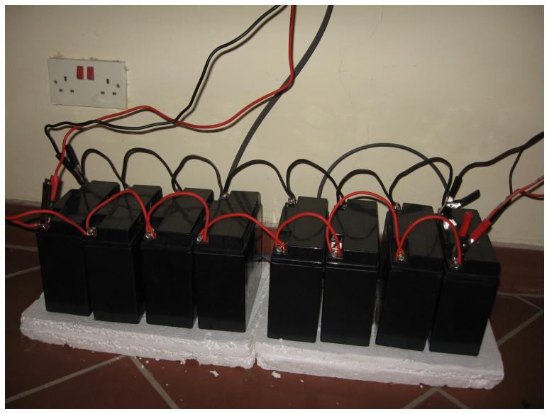 The solar batteries of Solar powered computer laboratory at school